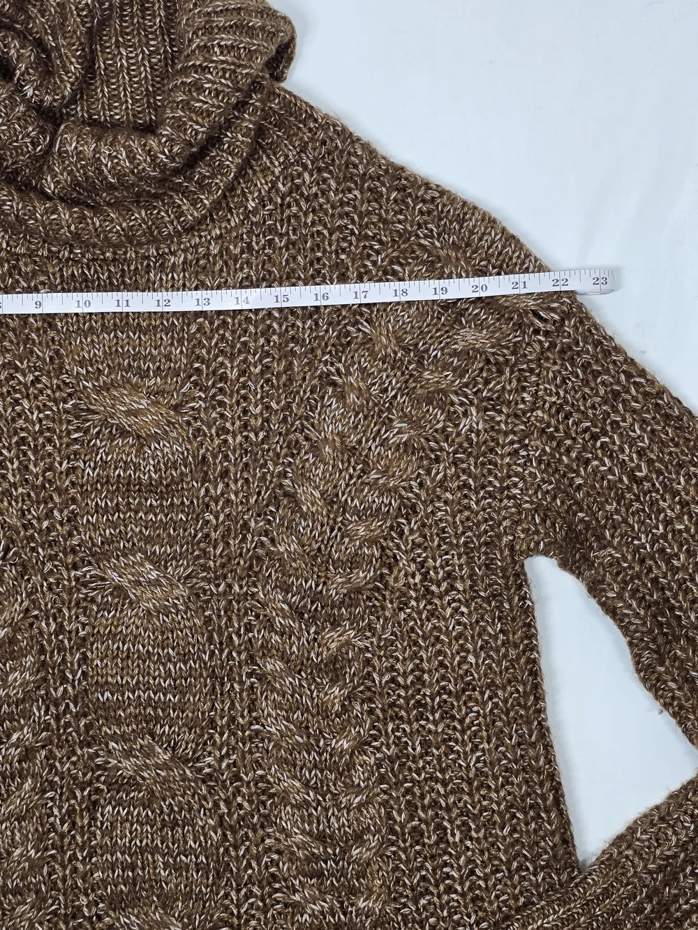 Universal Thread Brown Marled Chunky Cable Knit Cowl Neck Sweater Medium - Picture 5 of 9